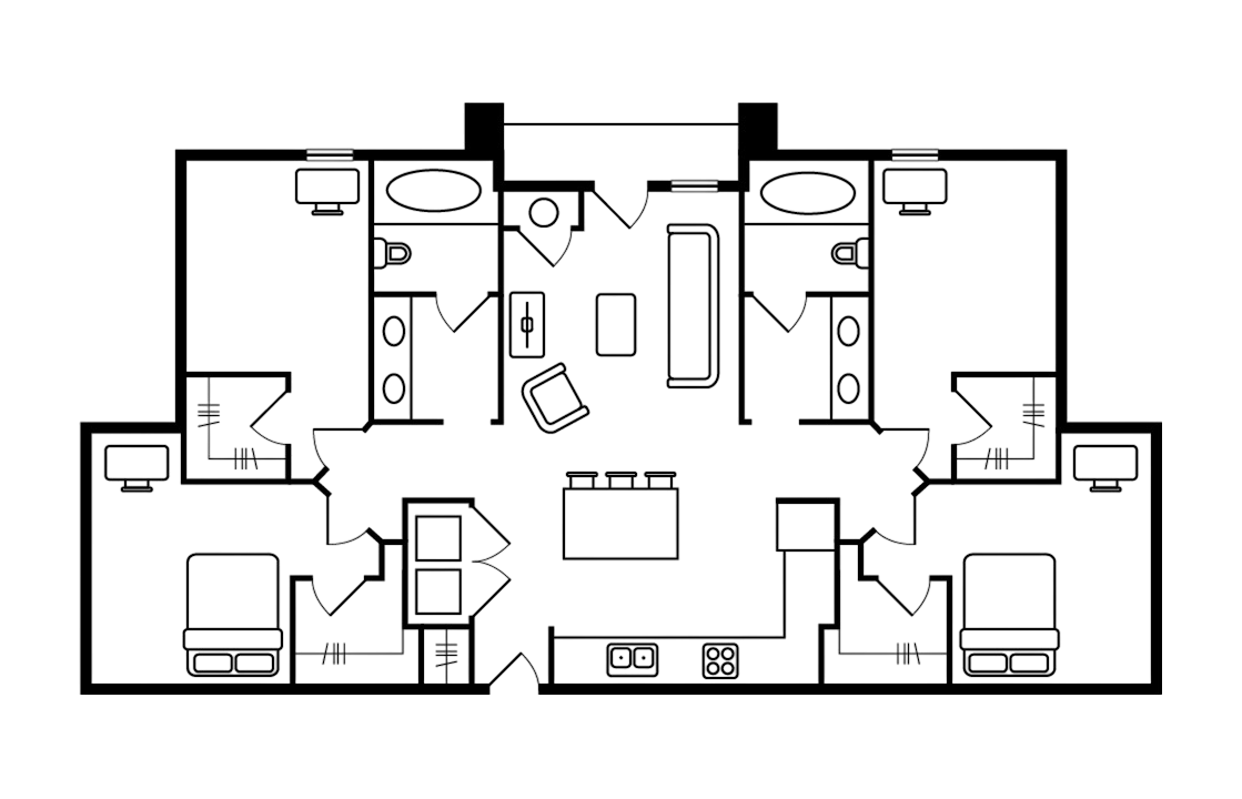 The Pavilion on Berry 2 bedroom 2 bathroom Suite floorplan
